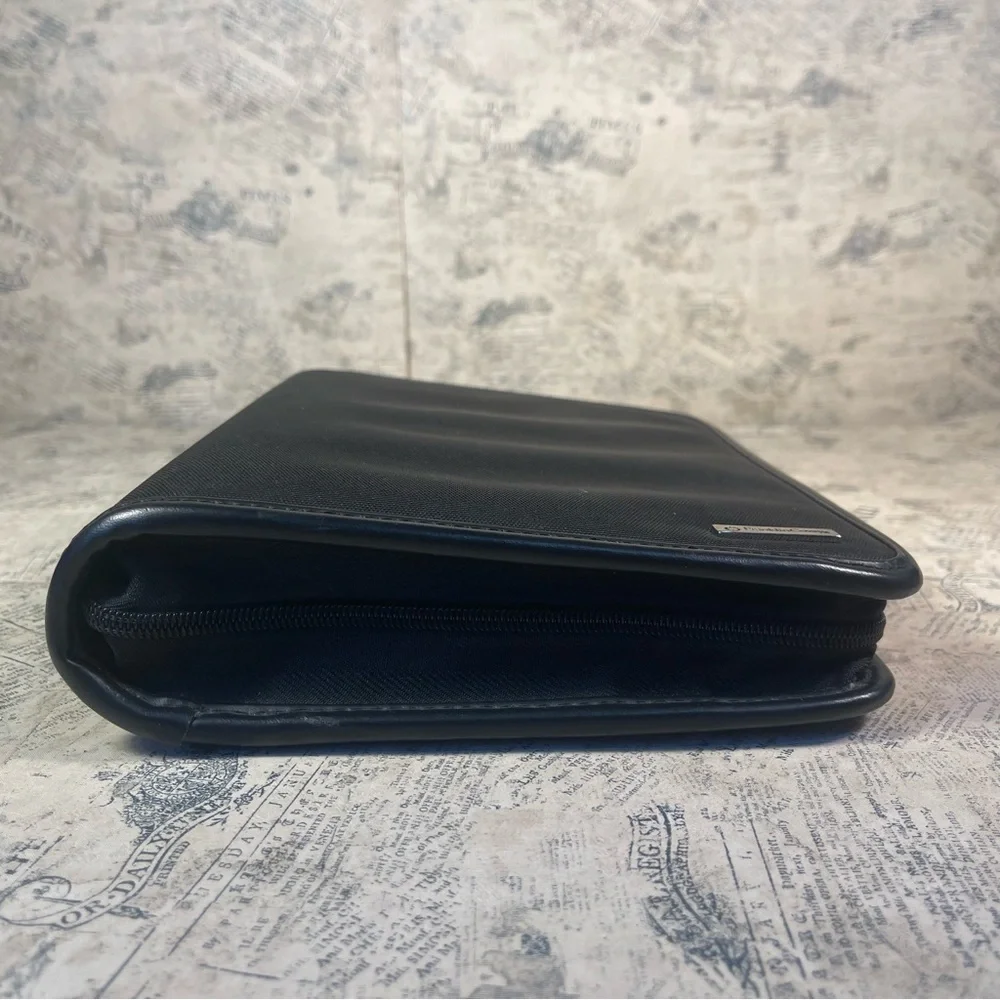 Vintage Franklin Covey Leather Trim Canvas 7 Ring Planner Organizer Binder